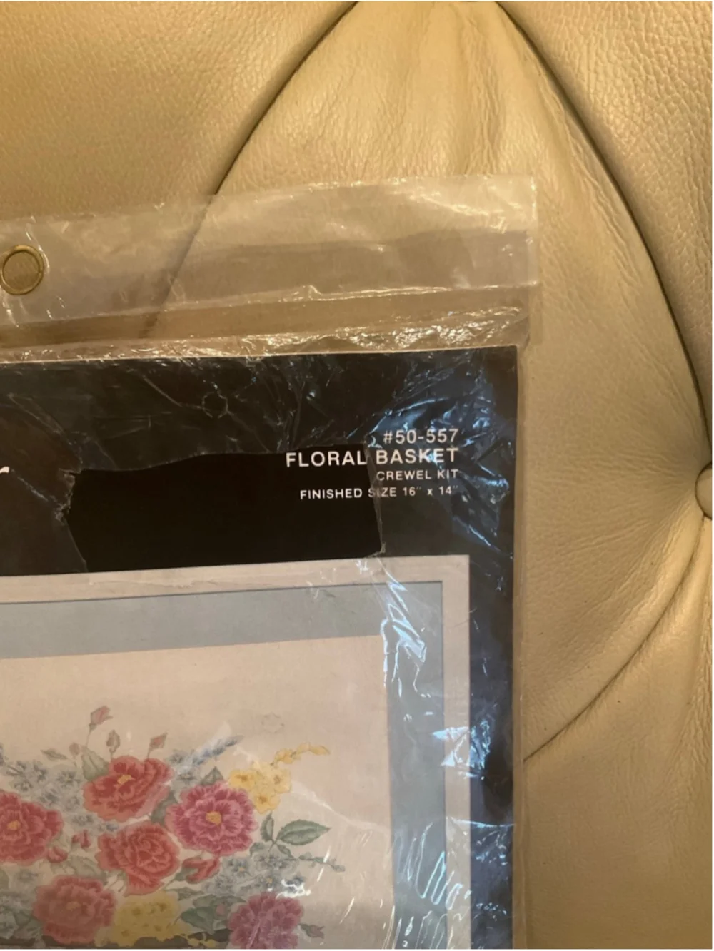 Vintage New Janlynn French Country Floral Basket Crewel Embroidery Kit